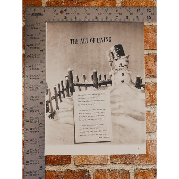 1941‎ "The Art of Living" Print Article - Snowman Winter Poem by Myra Johnson - Picture 5 of 11